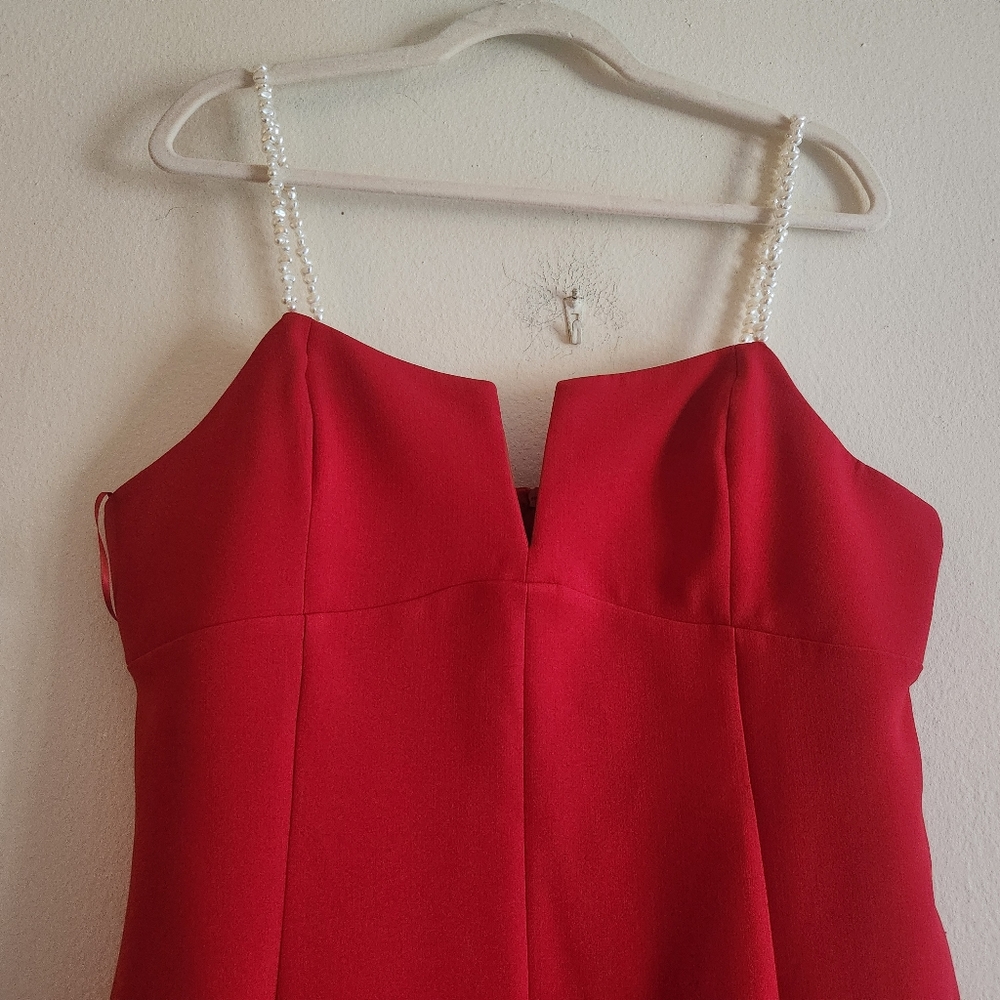 Zara midi dress with pearl straps red size XL BNWT - Picture 9 of 15